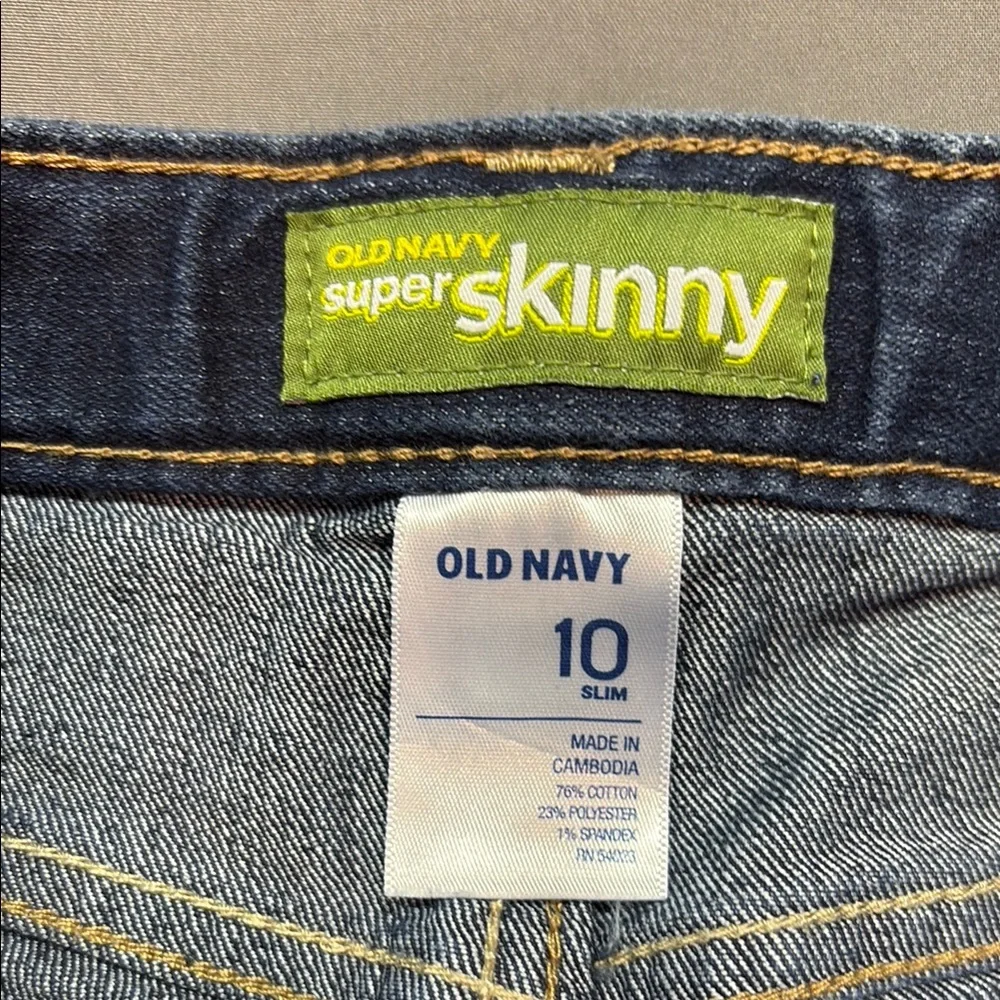 Old Navy Girls' Super Skinny Adjustable Waist Jeans Dark Wash Denim‎ Size 10